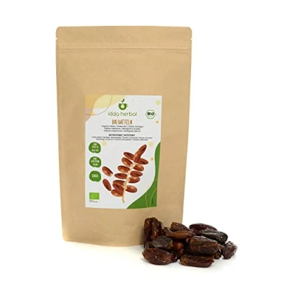 Image de Dattes Biologiques (500g), Séchées Dénoyautées de Culture Biologique, 100% Naturelles et Pures, Collation aux Fruits Prêtes à Manger, Végétaliennes