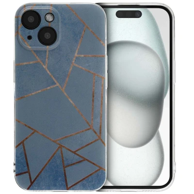 Afbeelding van iMoshion hoesje Geschikt voor iPhone 15 Siliconen Design Meerkleurig / Blue Graphic