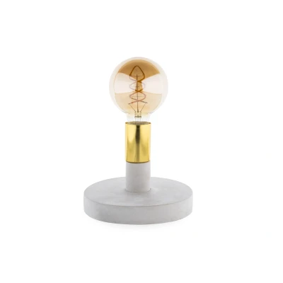 Afbeelding van Tafellamp Beton, E27 Fitting, Grijs/Goud, 18x24cm