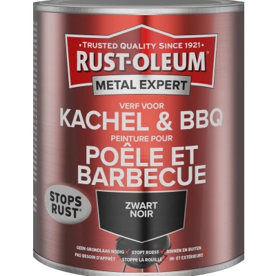 Afbeelding van Rust oleum metal expert kachelverf en bbq verf 400 ml, zwart