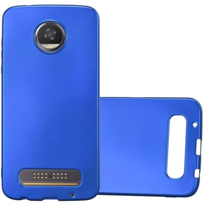 Afbeelding van Cadorabo Hoesje geschikt voor Motorola MOTO Z2 PLAY / FORCE in METAAL BLAUW Beschermhoes gemaakt van flexibel TPU silicone Case Cover