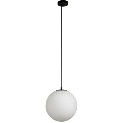 Afbeelding van Lucande hanglamp 1licht Glas, metaal E27 wit, zwart