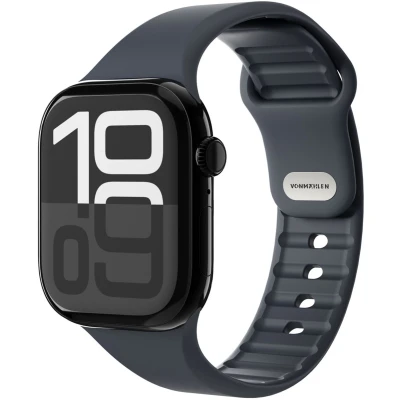 Afbeelding van Vonmählen Classic 2 siliconen polsband voor Apple Watch 38 40 41 mm donkerblauw (Silicone), Horlogebandjes, Blauw