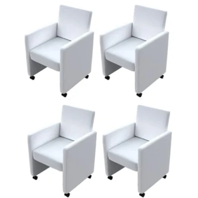 Image de vidaXL Chaises à manger lot de 4 blanc similicuir160185