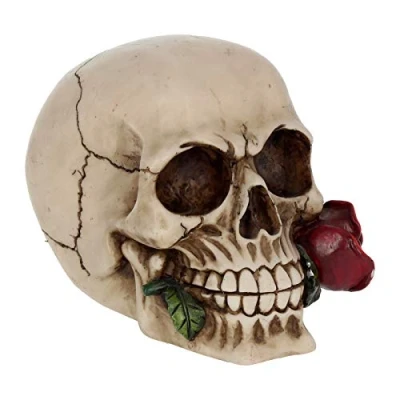 Afbeelding van Nemesis Now Schedels Roos van de Dood Beeld Beige 13.5cm