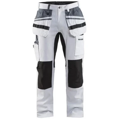 Image de Pantalon peintre stretch blanc/noir