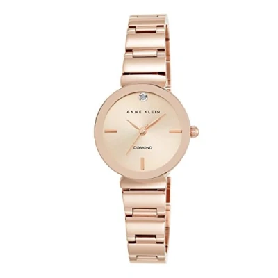 Afbeelding van ANNE KLEIN Dameshorloge met echte diamanten wijzerplaat, Roze, armband