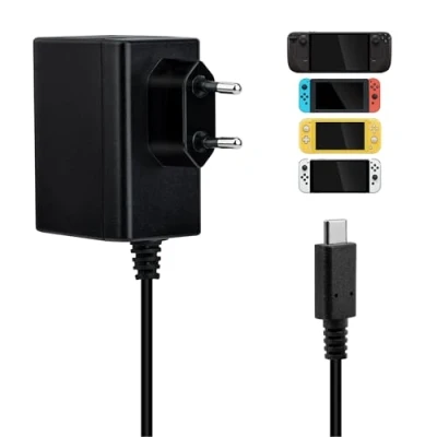 Afbeelding van Mcbazel AC oplaadadapter 1,5 m voor NS Switch, 45 W PD converter 15 V/2,6 A snellader Switch/Lite/OLED/Deck Dock/Pro Gamepad Controller compatibel met tv modus