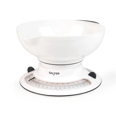 Afbeelding van Salter 800 WHBKDR Mechanische keukenweegschaal met schenkschaal, weegschaal analoge draaibare wijzerplaat, toevoegen en wegen, capaciteit 4 kg, gemakkelijk te lezen, vloeistof in ml/fl.oz, zonder