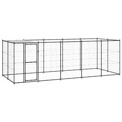 Afbeelding van vidaXL Hondenkennel met dak 12,1 m² staal