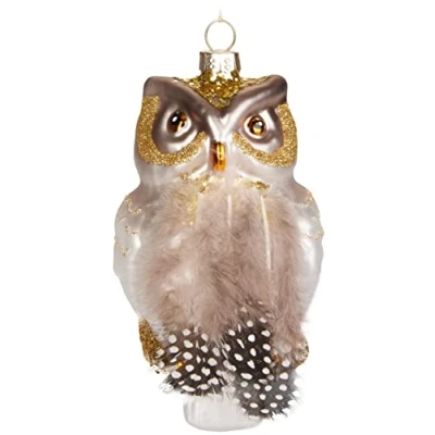 Afbeelding van BRUBAKER Uil Handbeschilderde Kerstbal van Glas Handgeblazen Kerstboomversieringen Figuren Grappige Decoratieve Hangers Boombal 13 cm