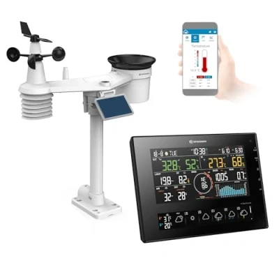 Afbeelding van Bresser 7 in 1 4Cast CV Solar weerstation 11 dagen Gedetailleerde weersverwachting ProWeatherLive app Binnen en buitentemperatuur Zwart