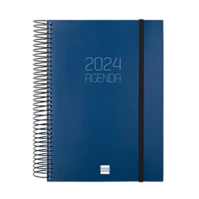 Afbeelding van Finocam Agenda 2024, spiraalbinding, ondoorzichtig, 1 dag per pagina, januari 2024 december (12 maanden), internationale versie, blauw