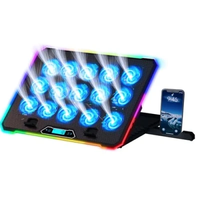 Afbeelding van KLIM V15 Refroidisseur Pc Portable + 15 Ventilateurs RGB Ventilateur Support Gaming 10 17 Pouces 2 Ports USB Porte Smartphone Protection 5 Ans