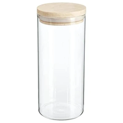 Afbeelding van Five® Voorraadpotten houten deksel Transparant Stapelbaar &amp; Luchtdicht Large (9,5 x 22 cm) 1