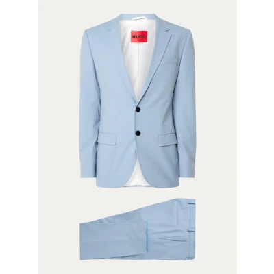 Afbeelding van HUGO BOSS heren Henry/Getlin232X slim fit 2 delig pak in wolblend de kleur Lichtblauw, maat: 102