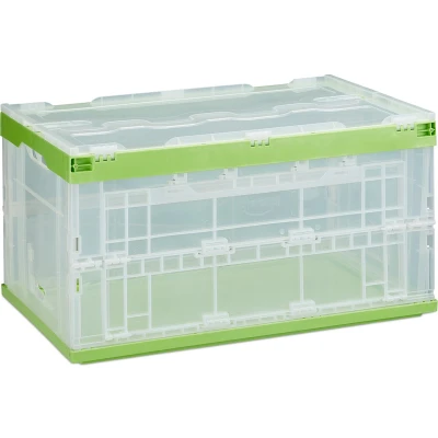 Afbeelding van vouwkrat 60 l stabiel met deksel kunststof 31,5 x 59,5 39,5 cm groen
