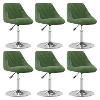 Afbeelding van vidaXL Eetkamerstoelen draaibaar 6 st fluweel donkergroen