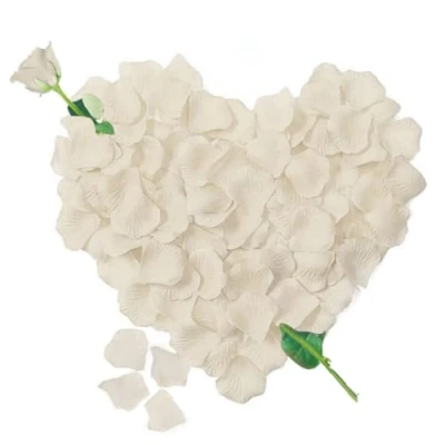 Afbeelding van rozenblaadjes, 1200 zijden bloemen, crèmekleurig, decoratie, decoratie voor romantische sfeer, huwelijksaanzoek, Valentijnsdag en bruiloft