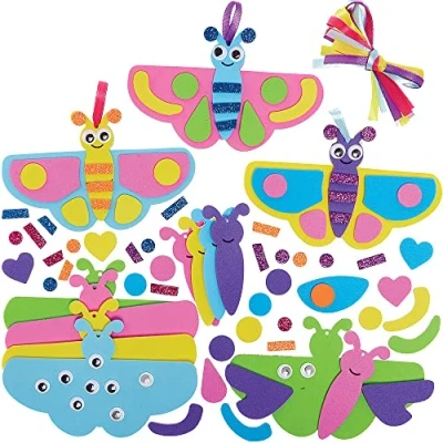 Afbeelding van Baker Ross FX782 Nachtvlinder, verschillende decoratiesets, 8 stuks, schuimstofknutselset voor kinderen