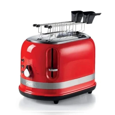 Afbeelding van Ariete 0419/00 Moderna broodrooster met tostiklemmen 6 bruiningsniveaus 2 Sleuven Opwarm en Ontdooi functie 815W rood