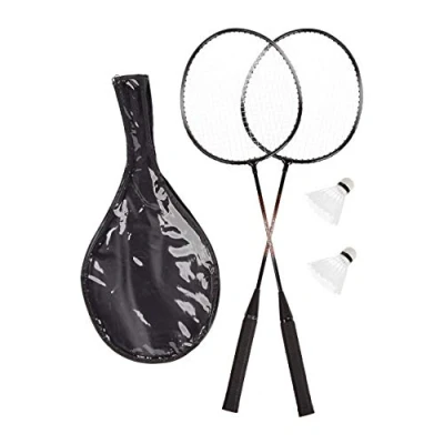 Afbeelding van badmintonset met tas 2 robuuste rackets kinderen volwassenen 66 x 20 cm grijs