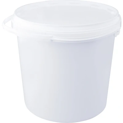 Afbeelding van Emmer met deksel 20 liter rond wit