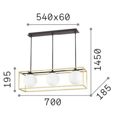Afbeelding van Ideal Lux hanglamp Lingotto, 3 lamps, één kooi, zwart
