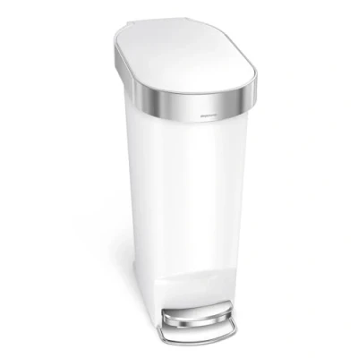 Afbeelding van Simplehuman Slim Afvalemmer met Zakkenrand 40 L Wit
