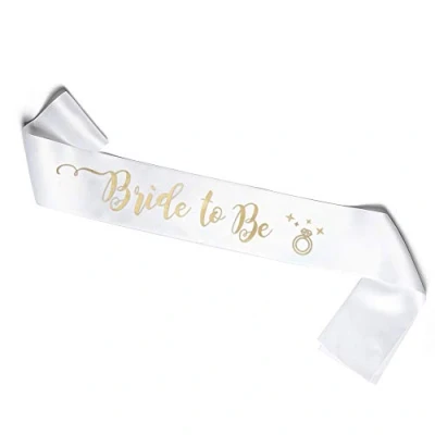 Afbeelding van Sjaal &quot;Bride to Be&quot; voor de Aanstaande Bruid (Wit en Goud)