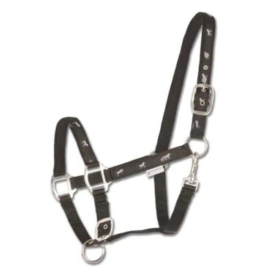Afbeelding van Waldhausen Halster Paardenmotief Zwart Pony