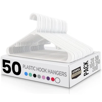 Afbeelding van Utopia Home Witte plastic standaard hangers voor buishangers duurzaam en dun (50)