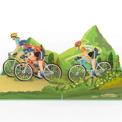 Afbeelding van papercrush® 3D pop up kaart voor racefietser verjaardagskaart mannen, vrienden en vader Goed fietstochten Geldcadeau fietsers