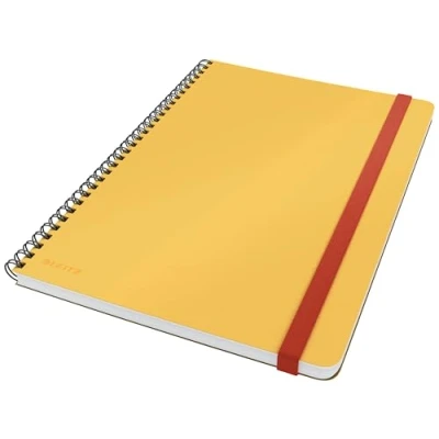 Afbeelding van Leitz Cosy Notitieboek B5 Soft Touch Geruit Hard Cover Spiraalgebonden Ideaal voor Thuiskantoor/Thuiswerken Warm Geel