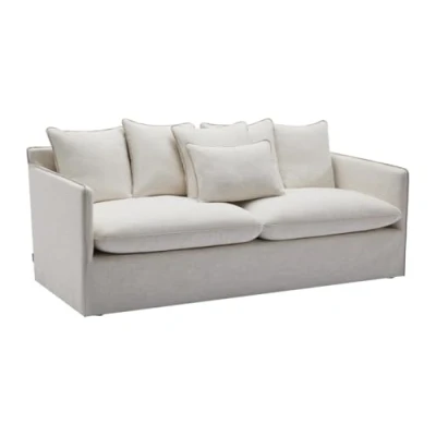 Afbeelding van Vente unique Driezitsbank van beige gechineerde stof MASLINO Maison Céphy L 216 cm x H 87 D 93