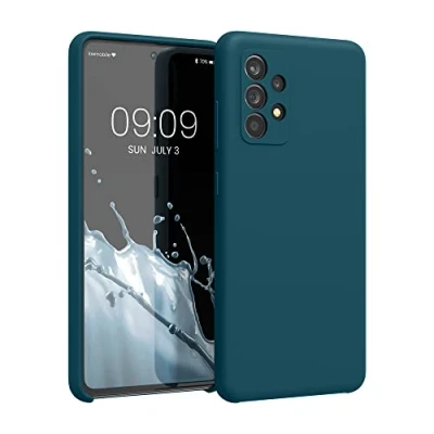 Afbeelding van kwmobile telefoonhoesje geschikt voor Samsung Galaxy A52 / 5G A52s Hoesje met siliconen coating Smartphone case in mat petrol