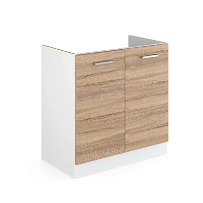 Afbeelding van Vicco Wastafelkast R Line, Sonoma/Wit, 80 cm zonder werkblad