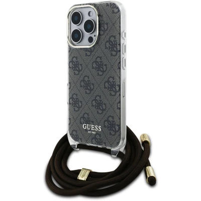 Afbeelding van GUESS, Backcover Geschikt voor Apple iPhone 16 Pro Max met bedrukte schouderriem IML 4G, Bruin