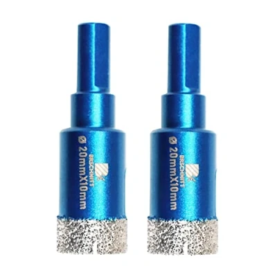 Afbeelding van BRSCHNITT 2 stuks 20 mm droge diamantboor met driehoekige schacht voor porselein, tegels, keramiek, steen, graniet, marmer