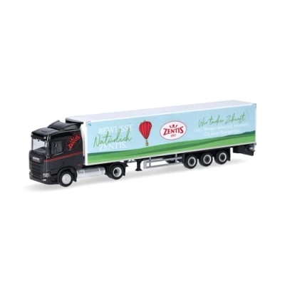 Afbeelding van herpa Modelvrachtwagen Scania CR20 ND LNG koelkoffer Sattelzug Zentis (Nordrhein Westfalen/Aachen), schaal 1:87, Duits model, verzamelstuk, plastic figuur