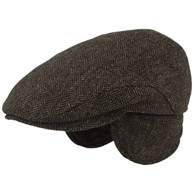 Afbeelding van Wintermuts voor heren, met oorschelpen, flatcap, kleppet, 100% wol, opvouwbare oorbescherming, huidvriendelijk en comfortabel, Blauw