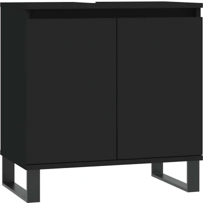 Afbeelding van Badkamerkast 58x33x60 cm bewerkt hout zwart