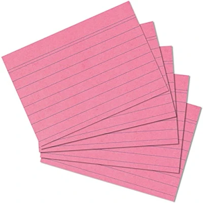 Afbeelding van Pak 100 steekkaarten in folie bristol gelijnd niet geperforeerd 55x74mm, Roze