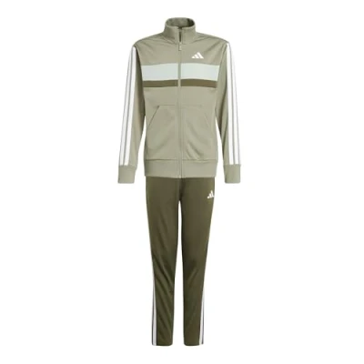 Afbeelding van adidas Performance Seasonal Essentials Tiberio 3 Stripes Tracksuit Junior Unisex Trainingspak voor kinderen, Maat: 176, Pure ruby/white