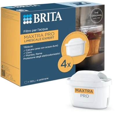 Afbeelding van Brita Maxtra Pro Limescale Expert Pack 4 waterfilter nieuwe generatie filters ideaal voor warme dranken en maximale kalkbescherming koffiezetapparaten waterkokers