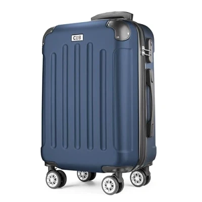 Afbeelding van POSH harde koffer met wieltjes, handbagage, 4 wielen, ABS koffer, vakantiekoffer in kit M L XL, Navy Blauw,