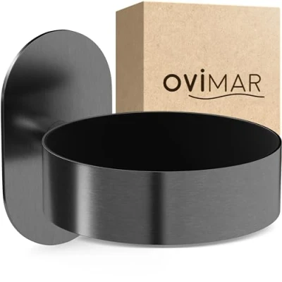 Afbeelding van ovimar Mesmogtind haardrogerhouder roestvrij staal gunmetal met wandmontage zonder boren haardrogervulling om op te plakken in de kamer
