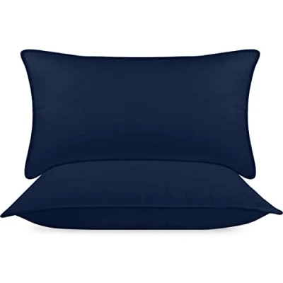 Afbeelding van Hoofdkussen (set van 2), 40 x 80 cm slaapkussen, ademend en zacht kussen (marineblauw)