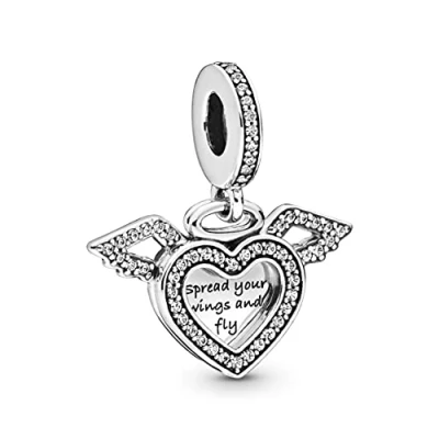 Afbeelding van PANDORA Charm &quot;hart &amp; Engelsflügel&quot; 798485C01, Metaal, Zirkonia