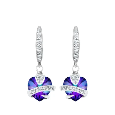 Afbeelding van Elli Classic Heart Oorbellen, Dames, Maat: One Size, Violett